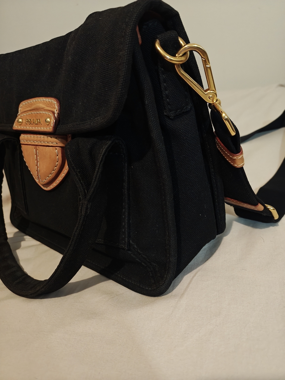 Prada Black Crossbody Satchel with Tan Leather Accent - Picture 3 of 14